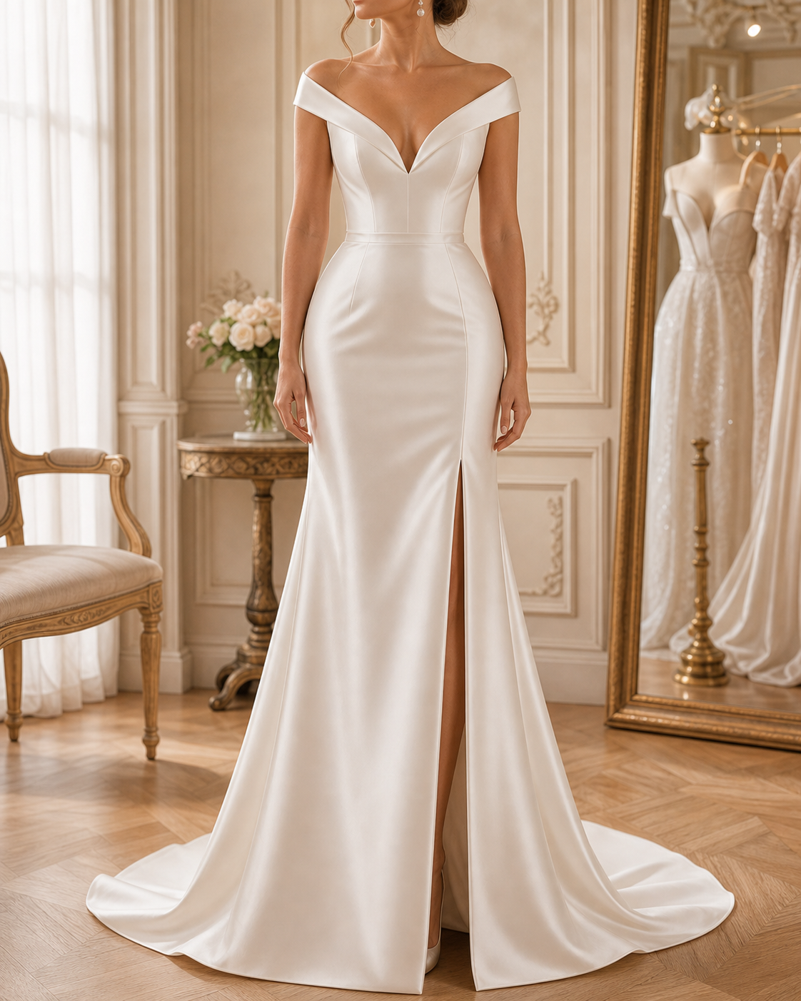 Vestido de noiva minimalista.